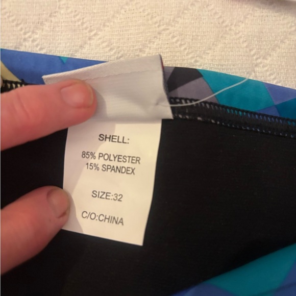 Speedo Men's Geometric Blue and Yellow Swim TRUNKS ONLY - Picture 16 of 16